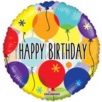 18" Big B'day Balloons Clear View