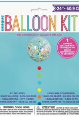 Big Latex Rainbow Confetti Balloon with Dots Tassel 24''