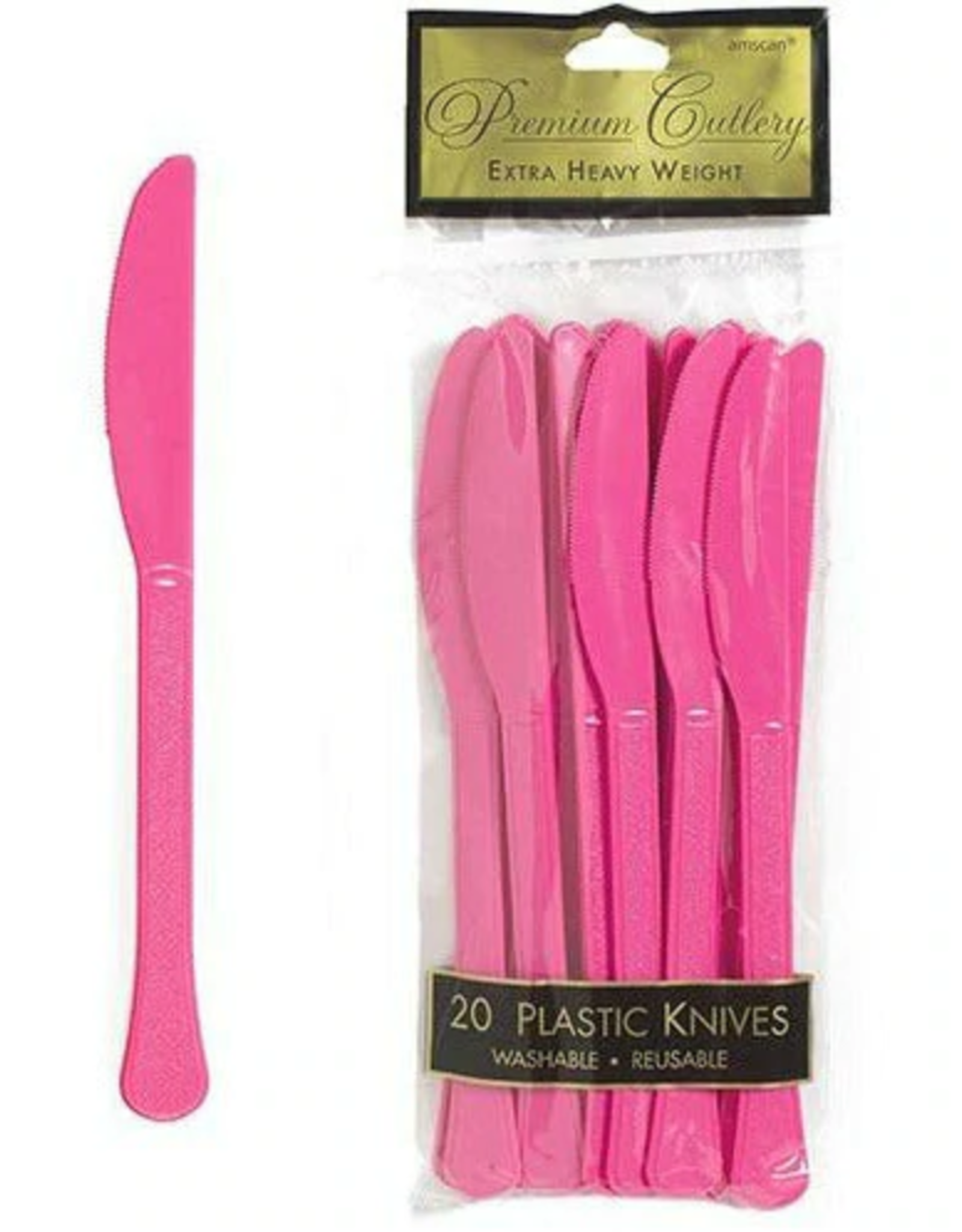 Hot Pink Plastic Knives 20ct