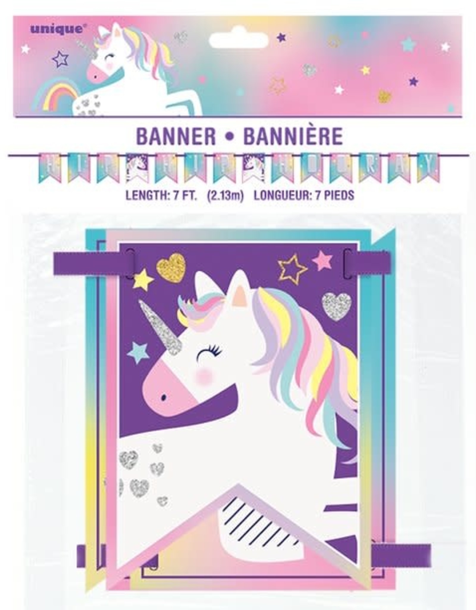 Rainbow Unicorn Party Banner, 7ft