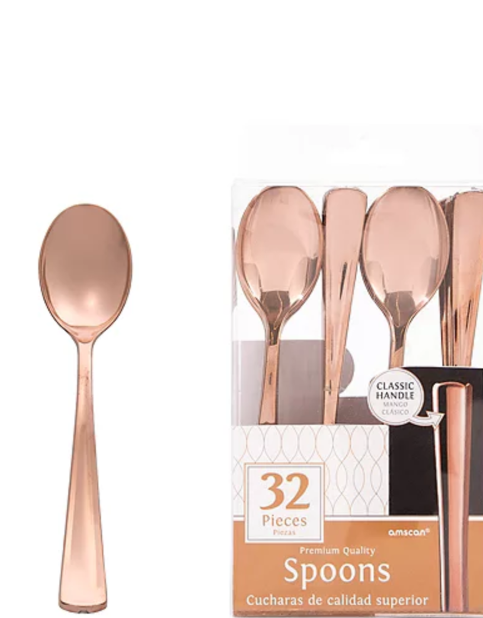 Wallys party factory Rose Gold Premium Plastic Spoons 32ct