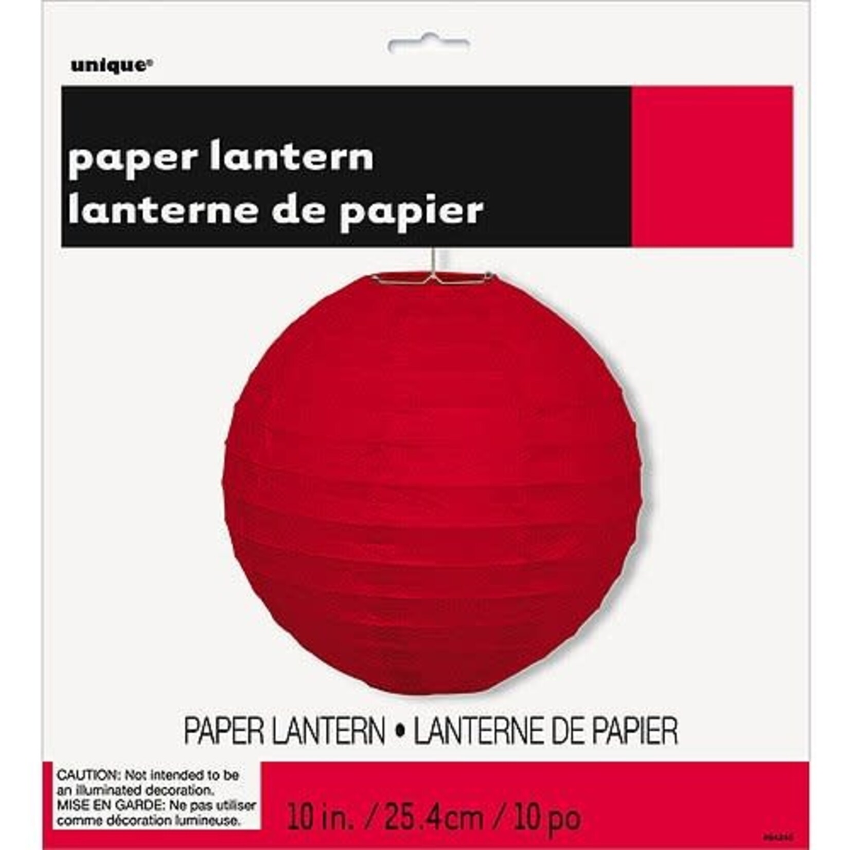 Round Paper Lantern, 10 in, Red