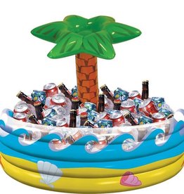 Summer Luau Tropical Palm Tree Inflatable Cooler, 14" x 29-1/2"