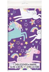 Plastic Rainbow Unicorn Party Tablecloth, 84 x 54in