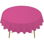 Magenta Round Plastic Table Cover, 84"