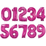 34" Iridescent Pink Mylar Number Balloons