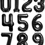 34" Black Mylar Number Balloons