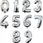 34" Silver Mylar Number Balloons