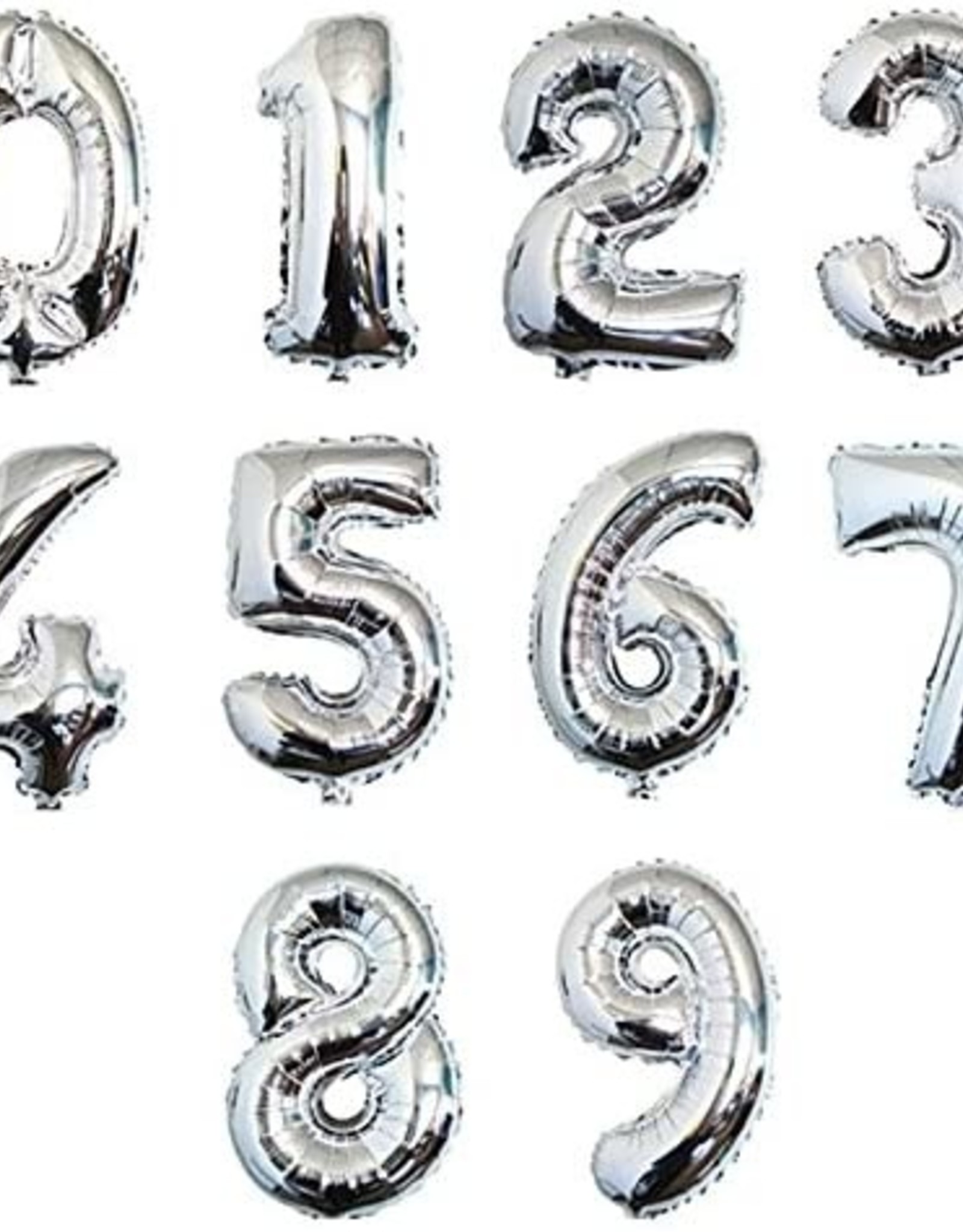 34" Silver Mylar Number Balloons