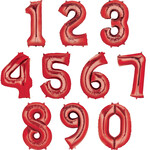 34" Red Mylar Number Balloons