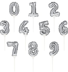 Foil Silver Number Balloon Cake Toppers