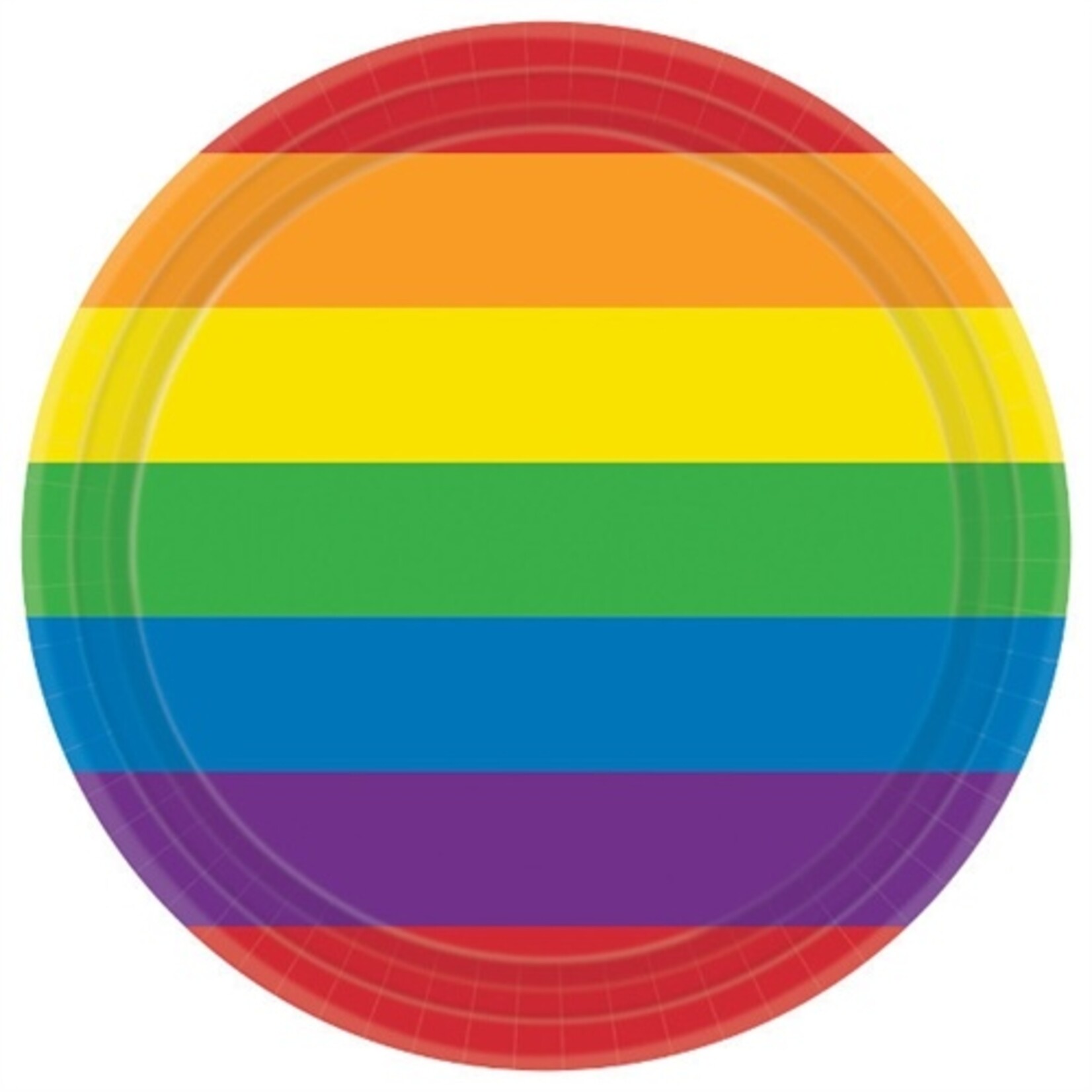 Striped Rainbow Round Plate 7in