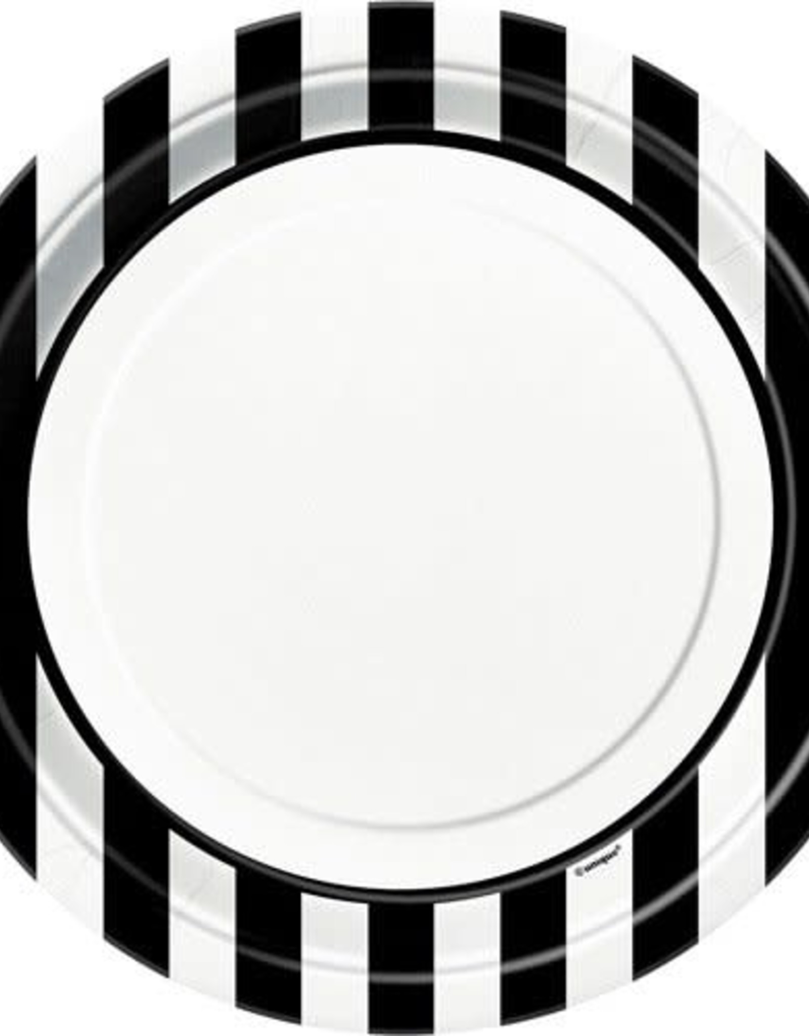 Striped Paper Dinner Plates, Black, 8ct