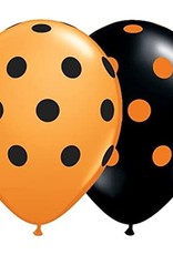 11" Big Polka Dots Orange and Black