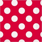 Axiom red polka dot large lunch party napkins