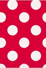 Axiom red polka dot large lunch party napkins