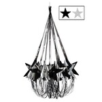 Black and Silver Metallic Stars Chandelier Hanging Decorations 35"