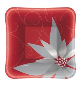 Red Christmas Square  Appetizer Plates