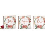 JOY HOPE LOVE FLORAL WREATH SIGN ASTD