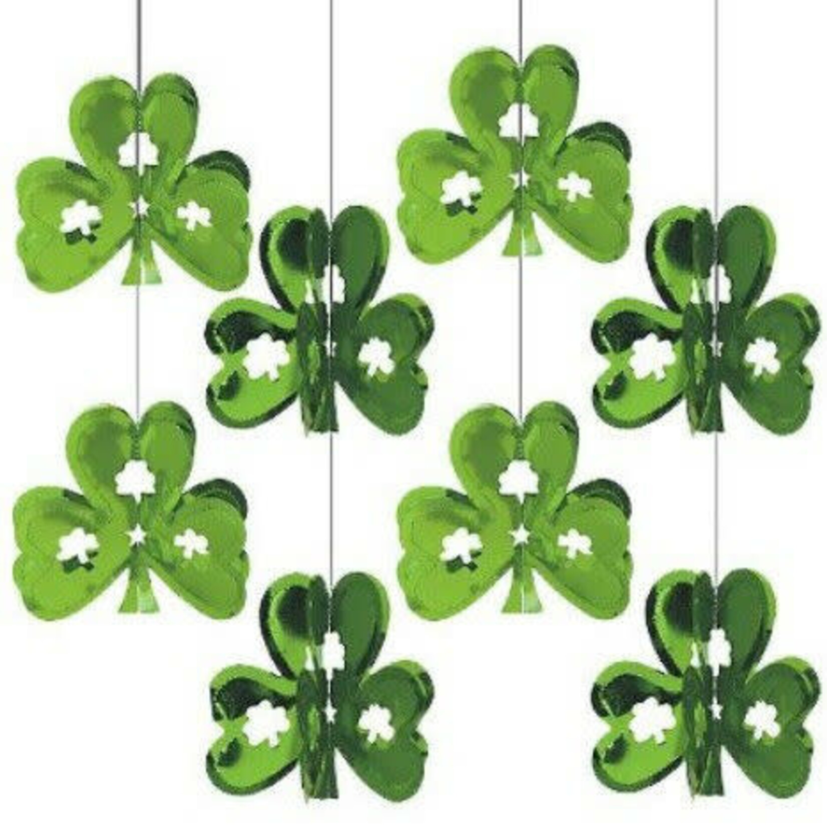 St. Patrick's Day Green Foil Shamrock 3D Mini Hanging