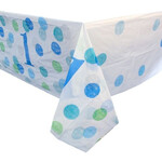 blue dots 1st birthday table cover