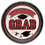 True To Your School Round Plates, 6 3/4" - Red