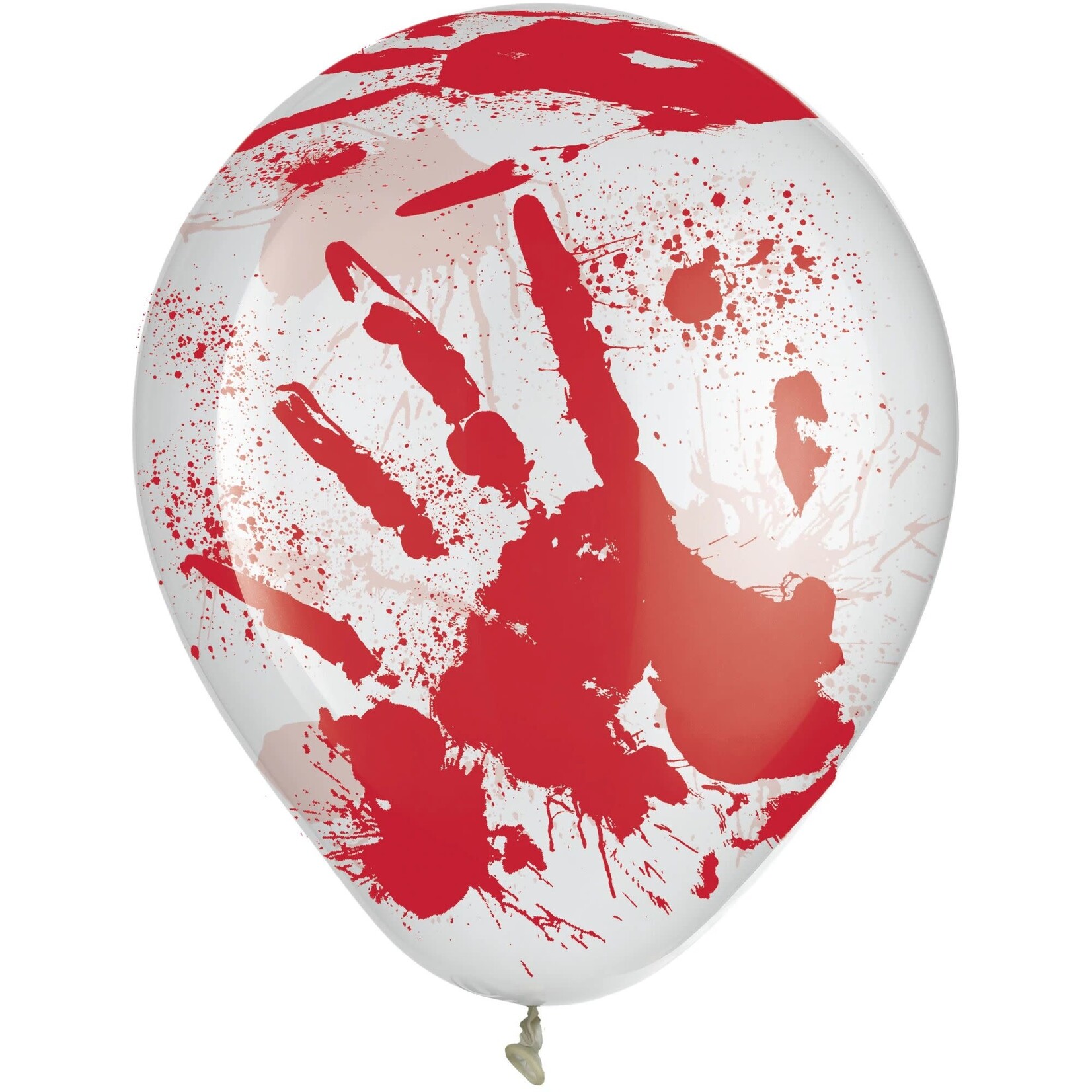 Halloween Asylum Printed Latex Balloons - Clear w/Red Blood Splatter