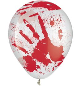 Asylum Printed Latex Balloons - Clear w/Red Blood Splatter