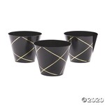Short Black & Gold Geometric Plastic Tumblers