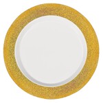 Premium Plastic White Plates w/Prismatic Gold Border 10''