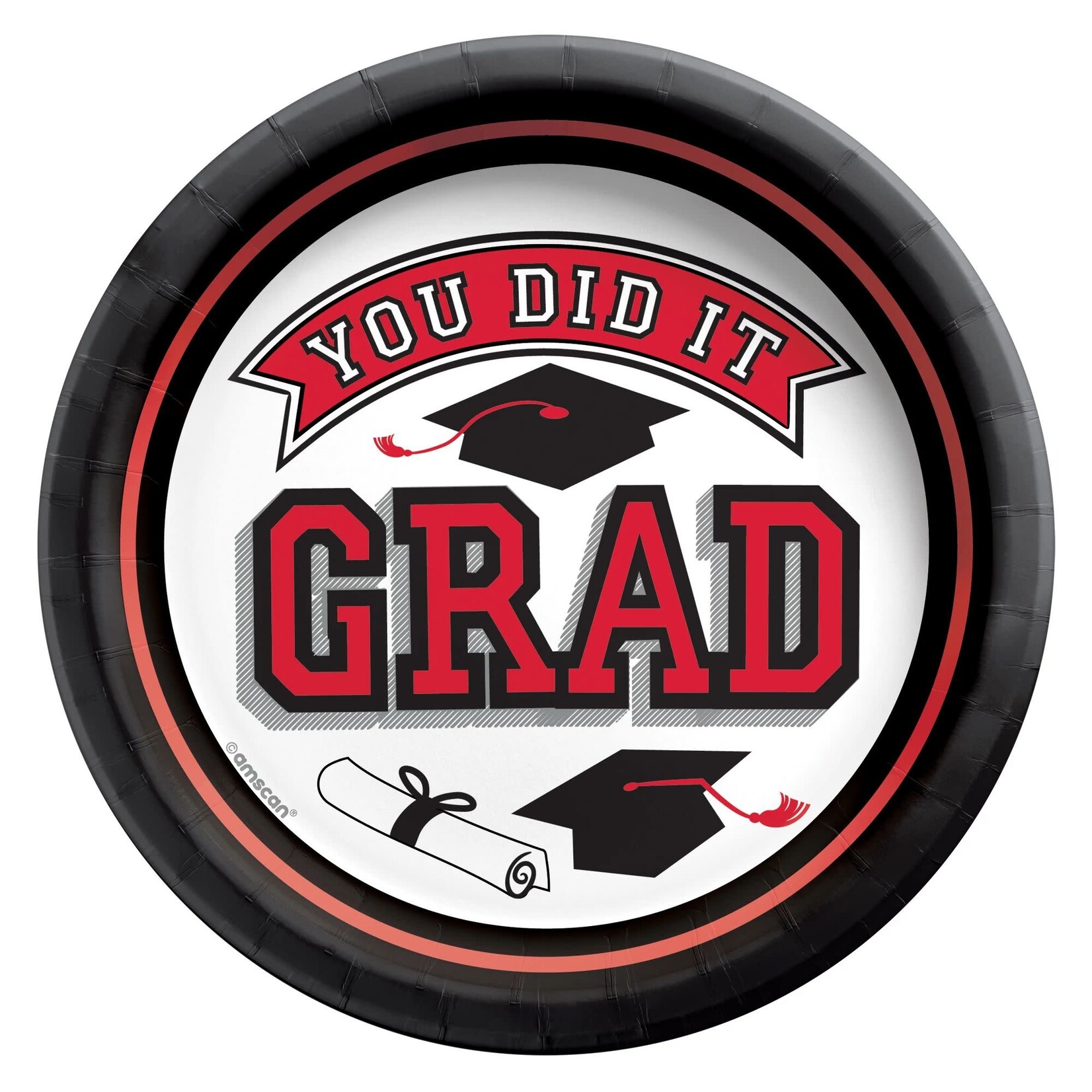 True To Your School Round Plates, 6 3/4" - Red