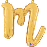 14'' gold foil balloon cursive ''m''