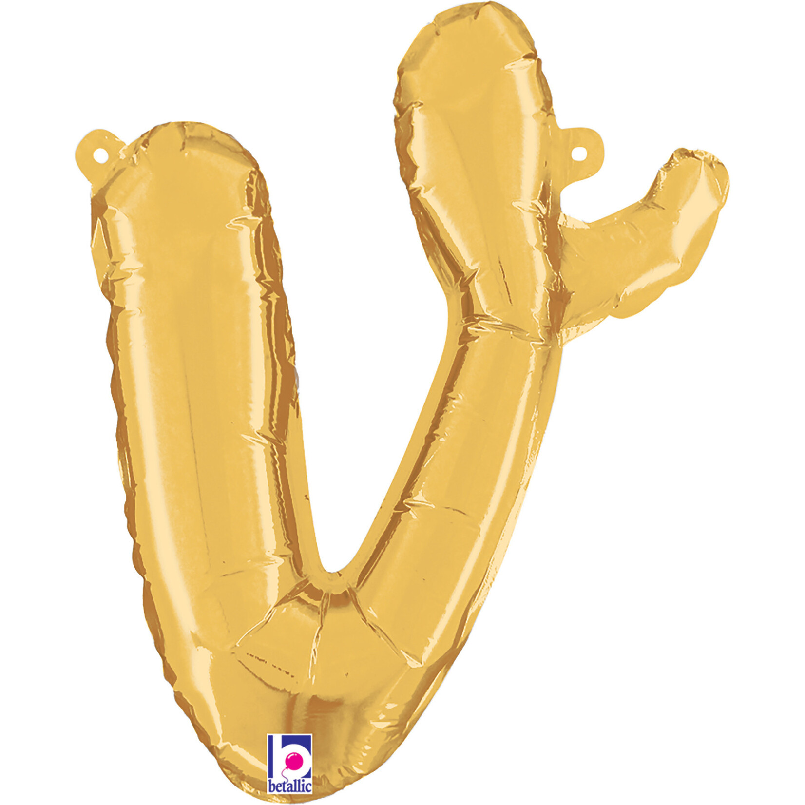 14'' gold foil balloon cursive ''v''