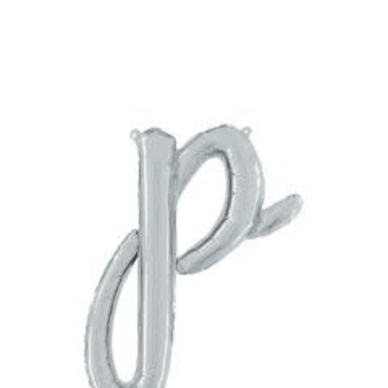 24" Silver "p" Script Foil Balloon