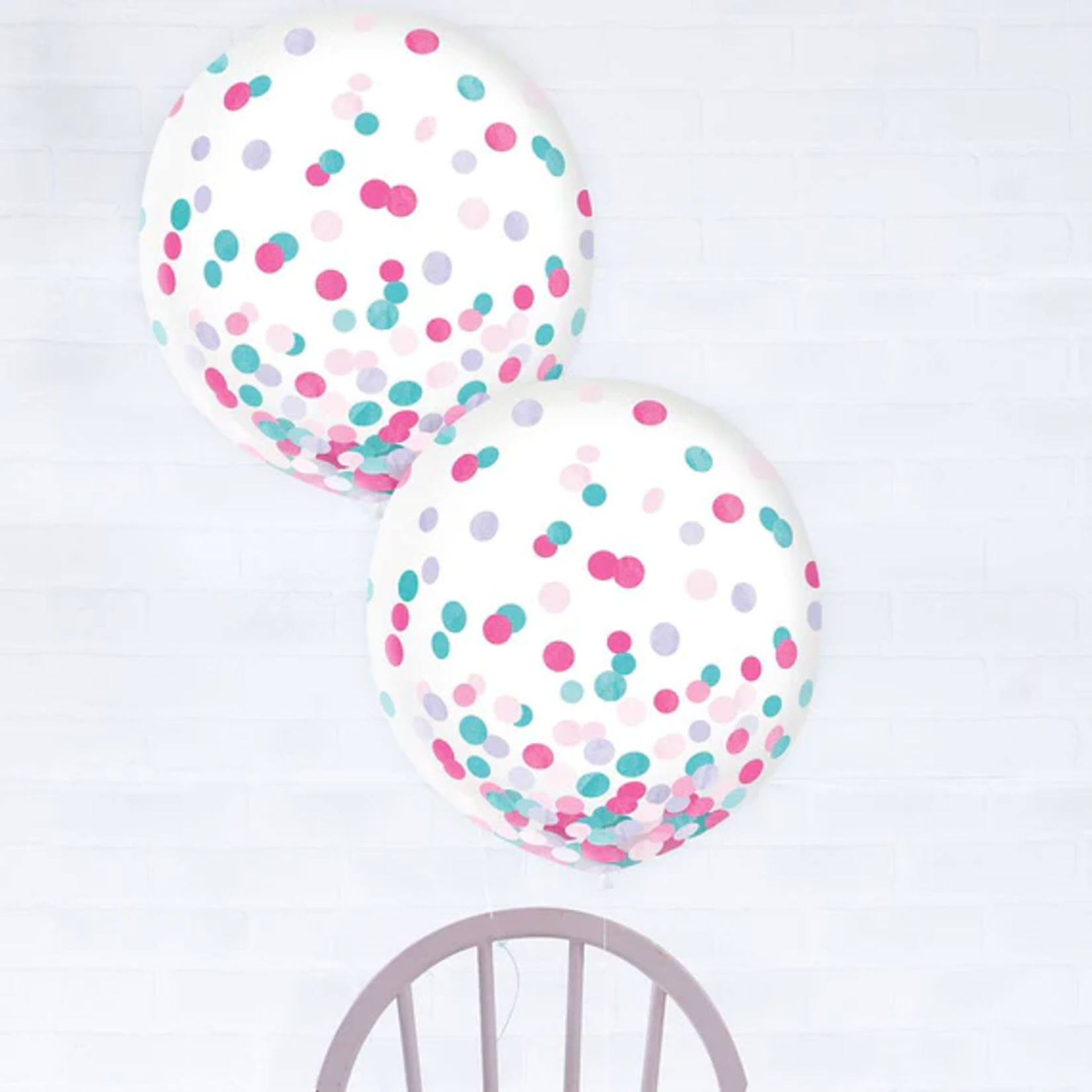 Latex Balloons W/ Confetti, 24" - "Pink"