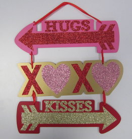 Wallys party factory Valentine's Day Hugs and Kisses Stacked Sign