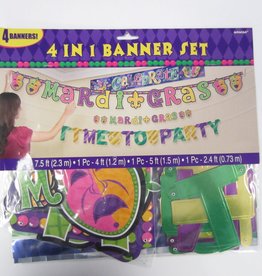 Mardi Gras 4 in 1 Banner Set