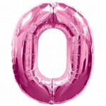 40" Mylar Hot pink 0 balloon