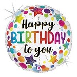 18" B'day Glitter Stars Pkg