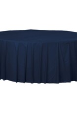 84" Round Plastic Table Cover - True Navy
