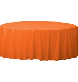 84" Round Plastic Table Cover - Orange Peel