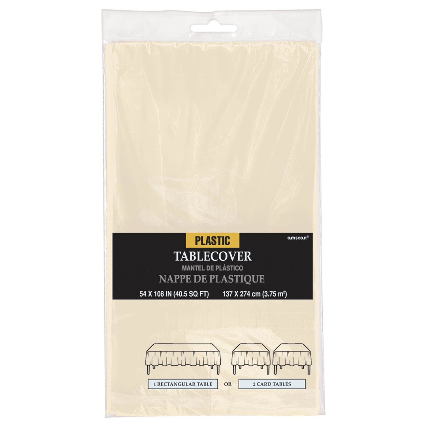 Vanilla Crème Rectangular Plastic Table Cover, 54" x 108"