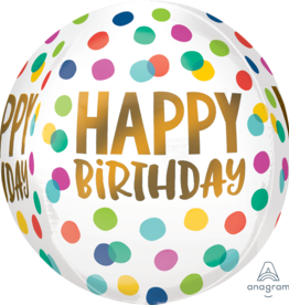 16" Happy Dots Birthday Orbz