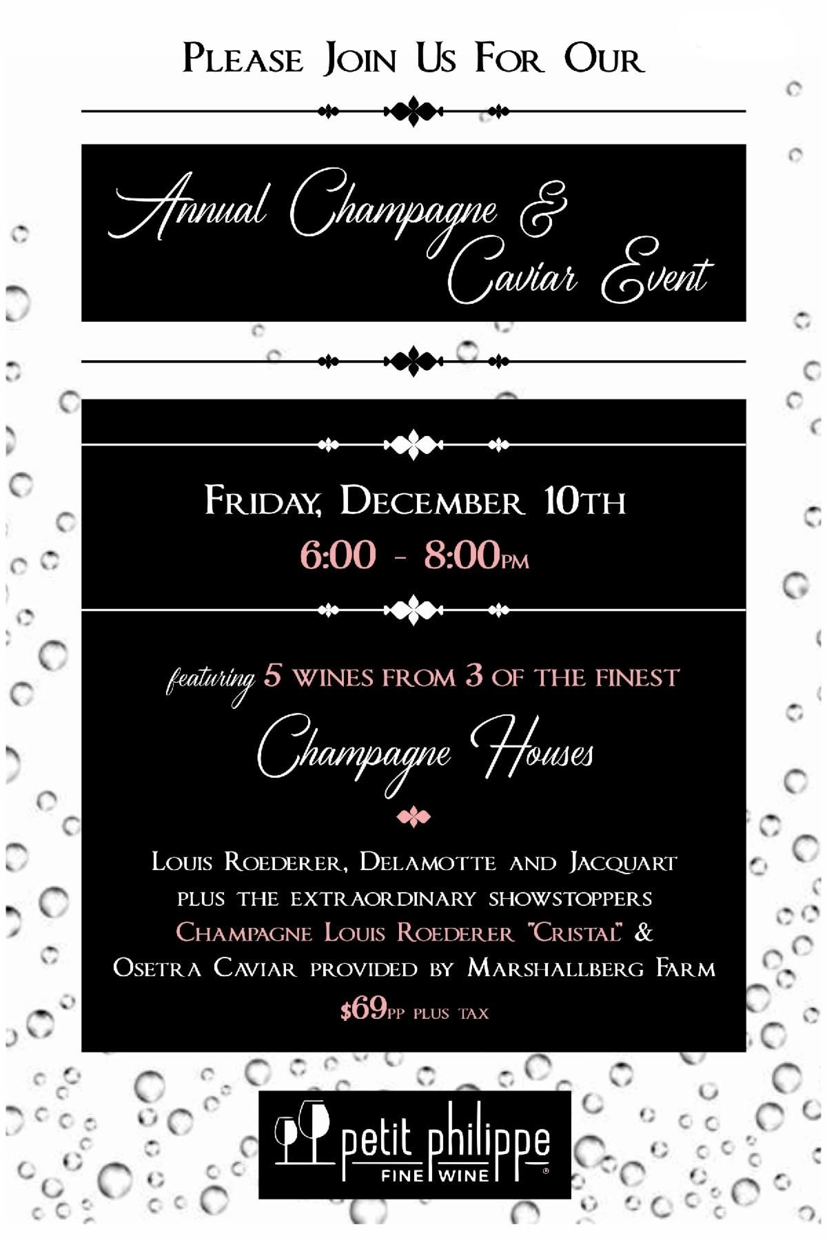 SPECIAL EVENT 12/10/2021 - Annual Cristal & Caviar Holiday Champagne Event!
