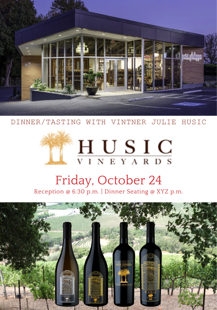 Husic Vineyards Napa Wine Dinner TICKET - Friday, Oct 24th 2025 @ 6:30 PM