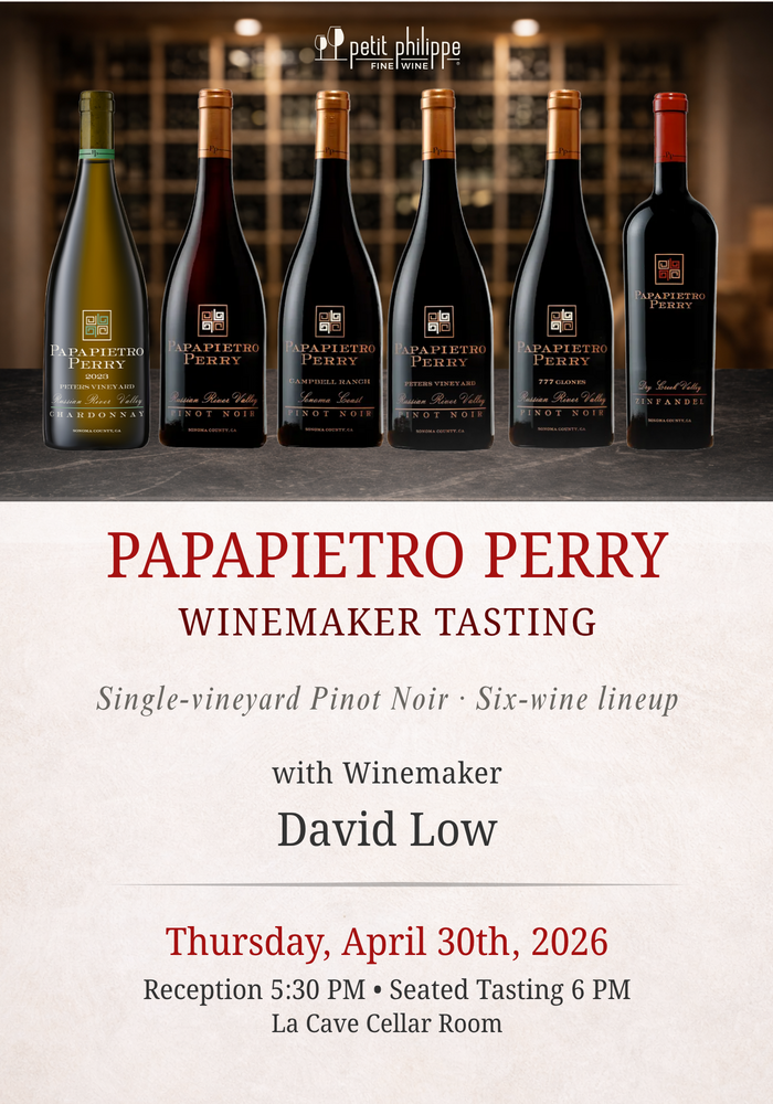 Papapietro Winemaker Tasting w/David Low TICKET - Thursday, April 30th, 2026 @ 5:30 PM