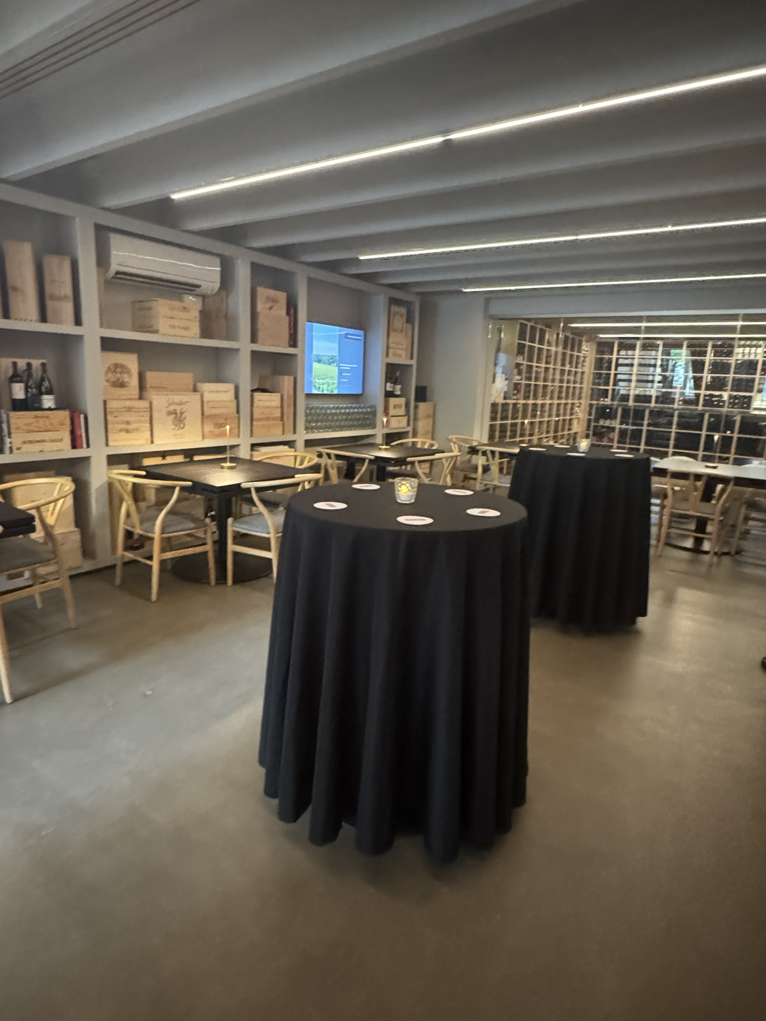 Cocktail reception setup for a private event