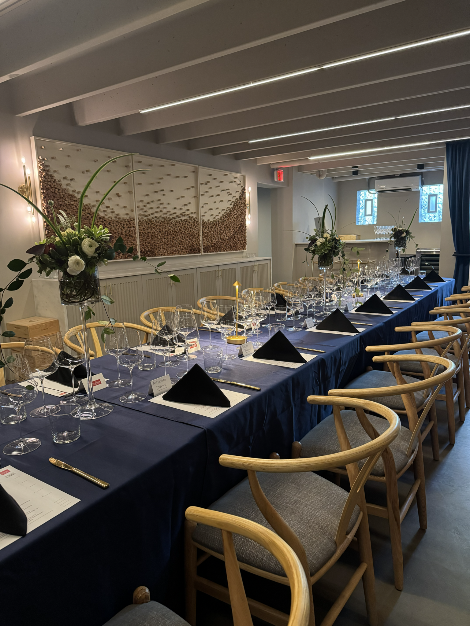 Large table dinner near the back counter