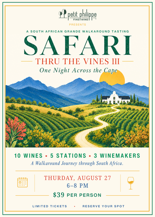 3rd Annual "SAFARI THROUGH THE VINES" - South Africa Grande Tasting Ticket - Thursday, Aug. 27, 2026 | 6-8PM