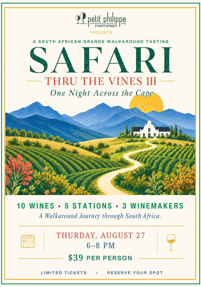 3rd Annual "SAFARI THROUGH THE VINES" - South Africa Grande Tasting Ticket - Thursday, Aug. 27, 2026 | 6-8PM